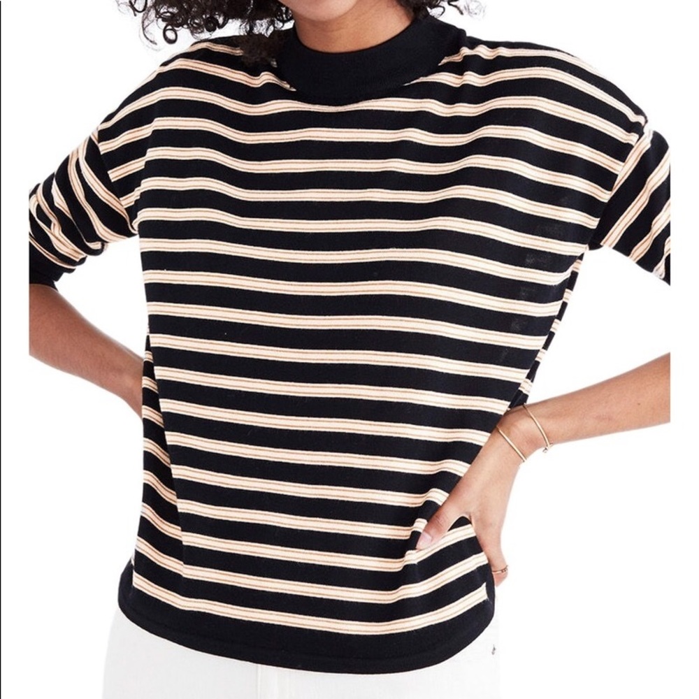 Madewell Boxy Striped Mock-neck Sweater